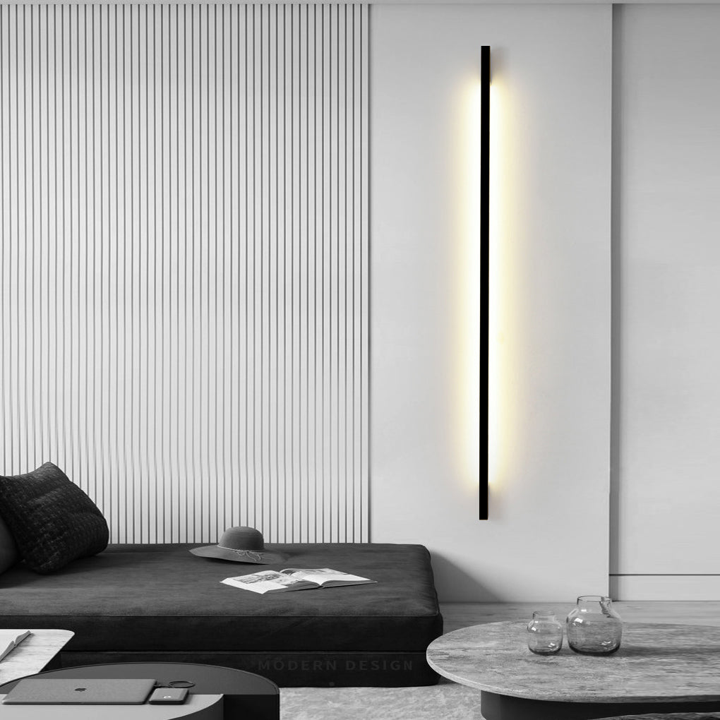 Modern Black LED Strip Wall Sconce Minimalist Postmodern 3 Step Dimming Lighting Fixture