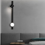 Modern Black LED Wall Sconce with Adjustable Spotlight and Minimalist Metal Design for Bedroom