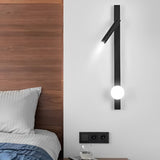 Modern Black LED Wall Sconce with Adjustable Spotlight and Minimalist Metal Design for Bedroom