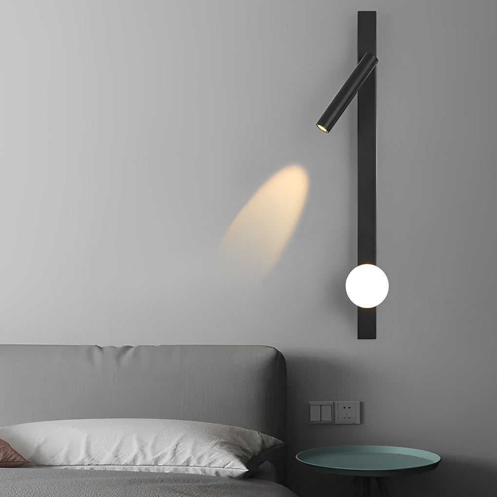 Modern Black LED Wall Sconce with Adjustable Spotlight and Minimalist Metal Design for Bedroom