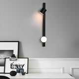 Modern Black LED Wall Sconce with Adjustable Spotlight and Minimalist Metal Design for Bedroom