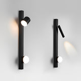 Modern Black LED Wall Sconce with Adjustable Spotlight and Minimalist Metal Design for Bedroom