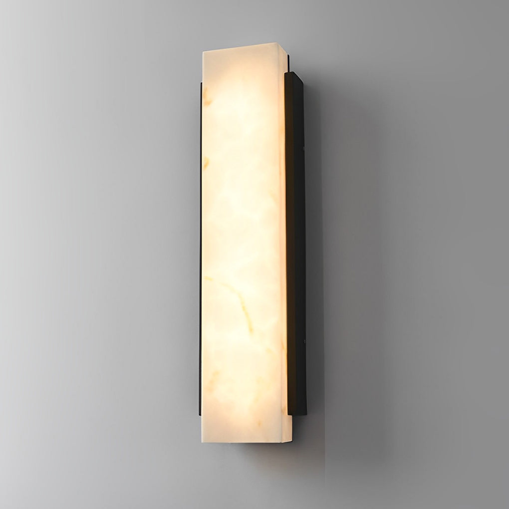 Modern Black LED Waterproof Outdoor Wall Sconce with Faux Marble Shade IP65 Rated Exterior Light