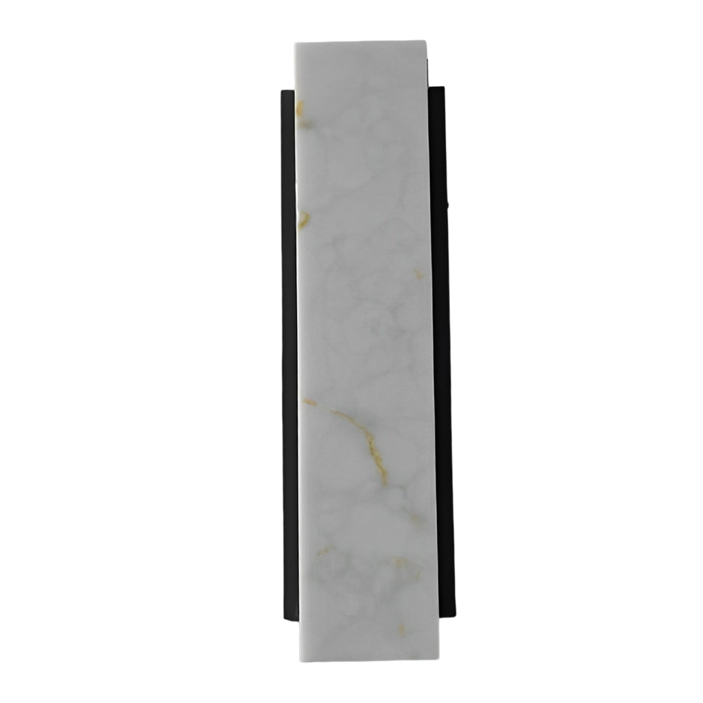 Modern Black LED Waterproof Outdoor Wall Sconce with Faux Marble Shade IP65 Rated Exterior Light