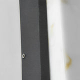 Modern Black LED Waterproof Outdoor Wall Sconce with Faux Marble Shade IP65 Rated Exterior Light