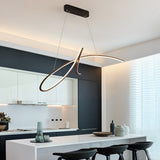 Modern Black Linear LED Pendant Light Dimmable Nordic Kitchen Island Chandelier for Dining Room