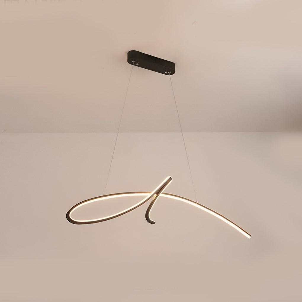 Modern Black Linear LED Pendant Light Dimmable Nordic Kitchen Island Chandelier for Dining Room