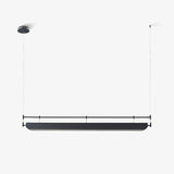 Modern Black Linear LED Pendant Light Minimalist Chandelier for Kitchen Island and Dining Room