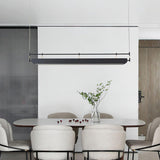Modern Black Linear LED Pendant Light Minimalist Chandelier for Kitchen Island and Dining Room