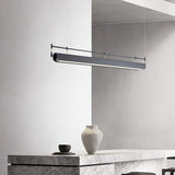 Modern Black Linear LED Pendant Light Minimalist Chandelier for Kitchen Island and Dining Room