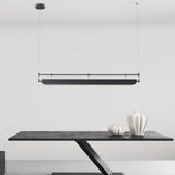 Modern Black Linear LED Pendant Light Minimalist Chandelier for Kitchen Island and Dining Room