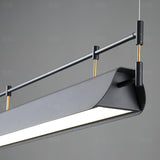 Modern Black Linear LED Pendant Light Minimalist Chandelier for Kitchen Island and Dining Room