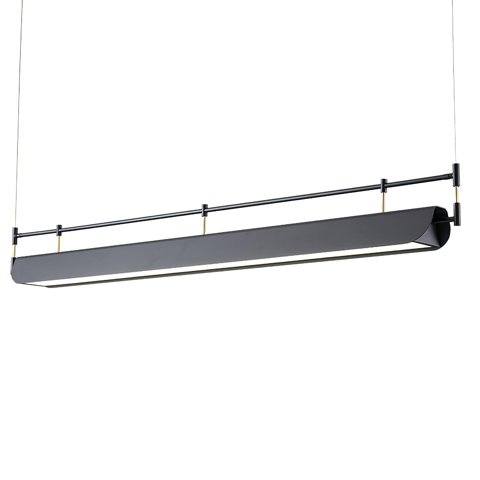 Modern Black Linear LED Pendant Light Minimalist Chandelier for Kitchen Island and Dining Room