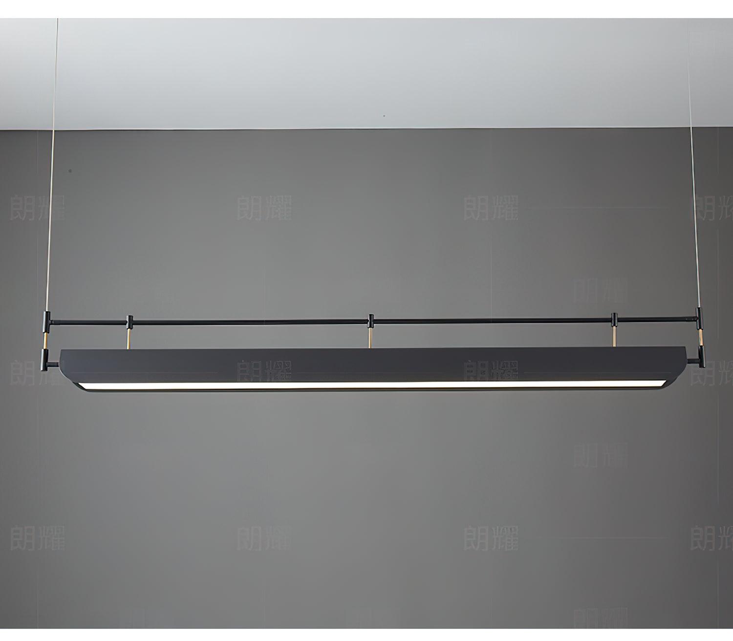 Modern Black Linear LED Pendant Light Minimalist Chandelier for Kitchen Island and Dining Room