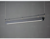 Modern Black Linear LED Pendant Light Minimalist Chandelier for Kitchen Island and Dining Room