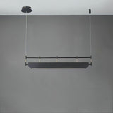 Modern Black Linear LED Pendant Light Minimalist Chandelier for Kitchen Island and Dining Room