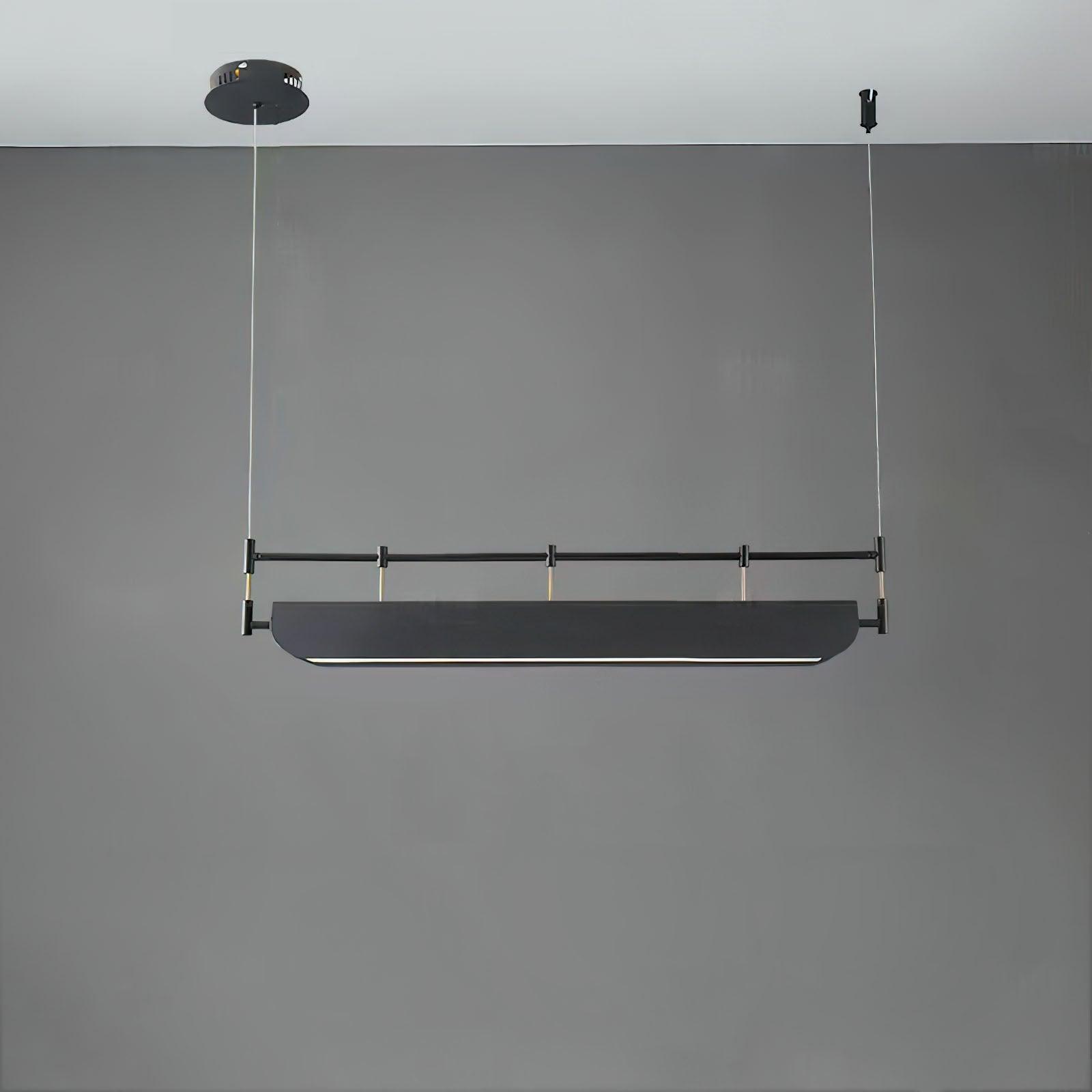Modern Black Linear LED Pendant Light Minimalist Chandelier for Kitchen Island and Dining Room
