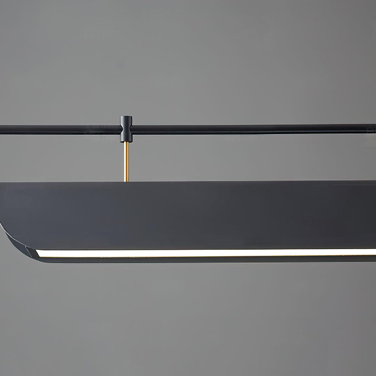 Modern Black Linear LED Pendant Light Minimalist Chandelier for Kitchen Island and Dining Room
