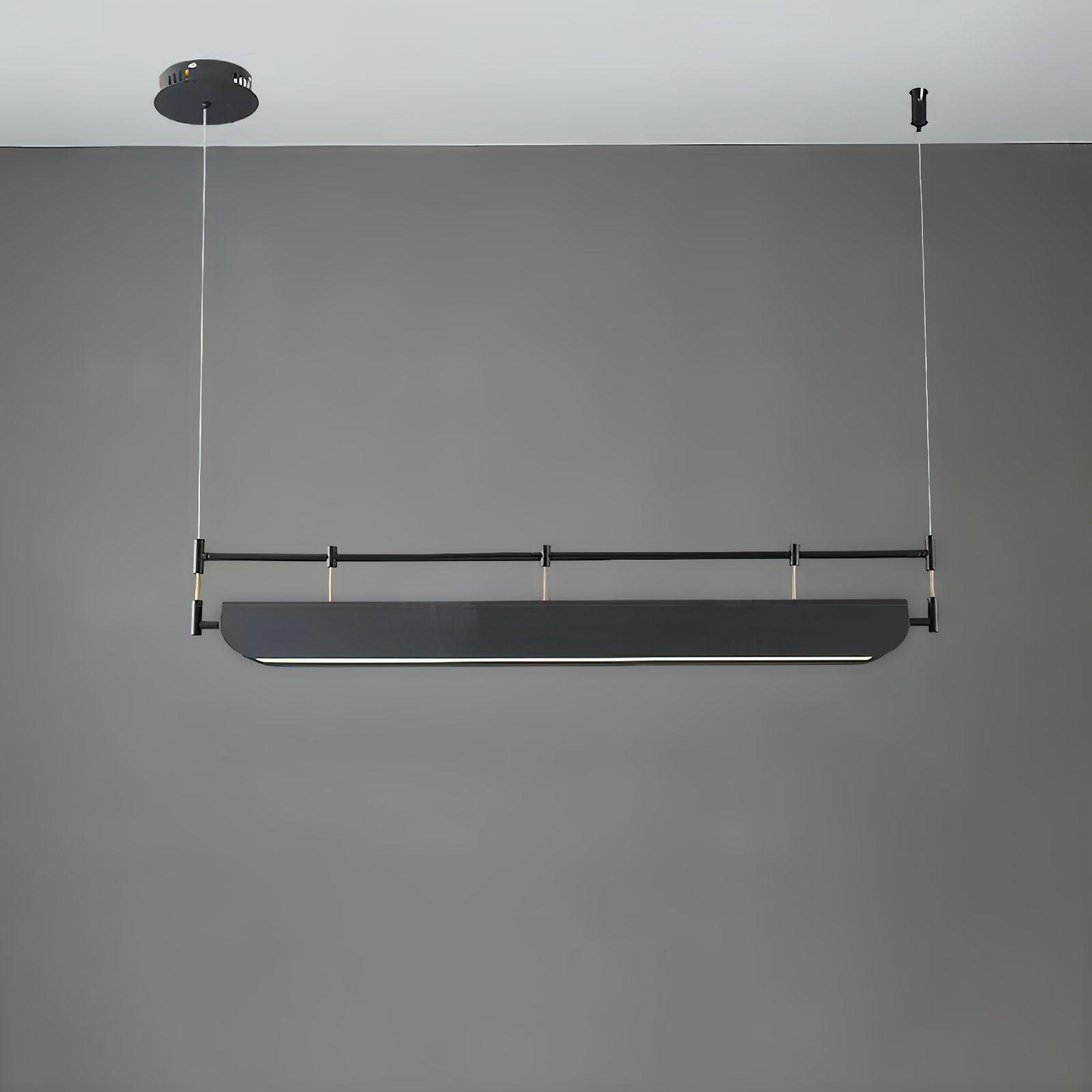 Modern Black Linear LED Pendant Light Minimalist Chandelier for Kitchen Island and Dining Room
