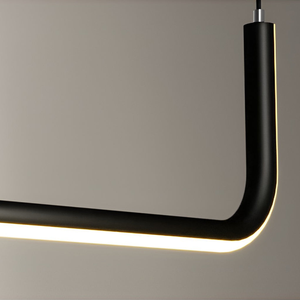Modern Black Linear LED Pendant Light Three Step Dimming Minimalist Chandelier