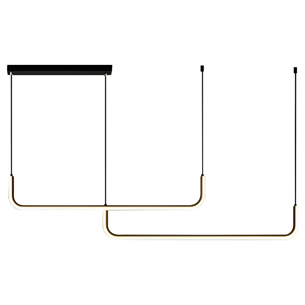 Modern Black Linear LED Pendant Light Three Step Dimming Minimalist Chandelier