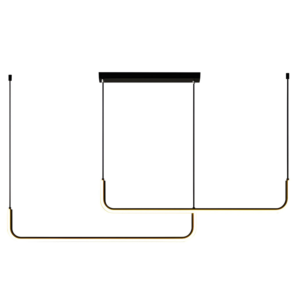 Modern Black Linear LED Pendant Light Three Step Dimming Minimalist Chandelier