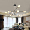 Modern Black Linear Sputnik Chandelier 8 Light Metal Ceiling Fixture for Dining Room