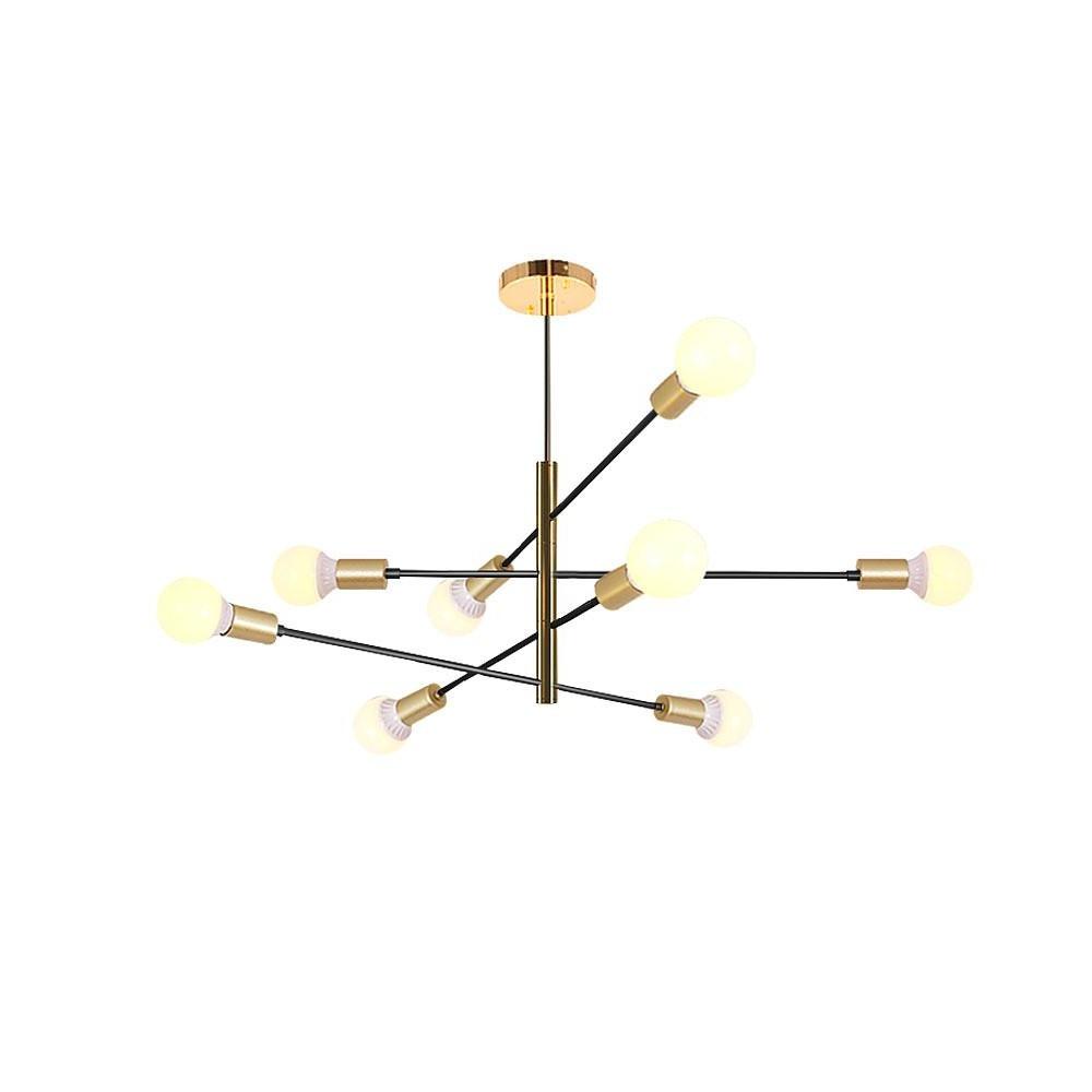 Modern Black Linear Sputnik Chandelier 8 Light Metal Ceiling Fixture for Dining Room