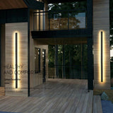Modern Black Long Strip LED Outdoor Wall Light Waterproof Exterior Sconce for Porch and Garden