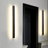 Modern Black Long Strip LED Outdoor Wall Light Waterproof Exterior Sconce for Porch and Garden