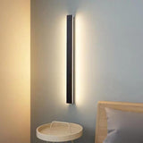 Modern Black Long Strip LED Outdoor Wall Light Waterproof Exterior Sconce for Porch and Garden