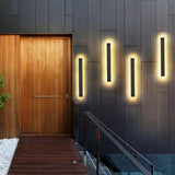 Modern Black Long Strip LED Outdoor Wall Light Waterproof Exterior Sconce for Porch and Garden