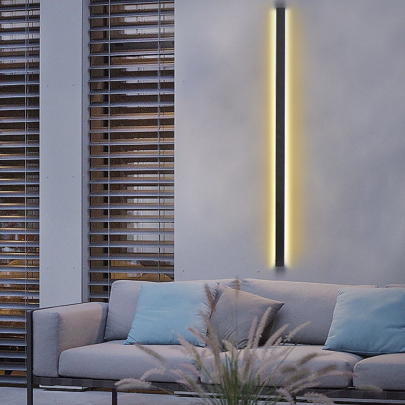 Modern Black Long Strip LED Outdoor Wall Light Waterproof Minimalist Exterior Sconce