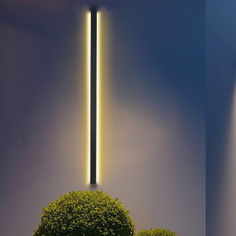 Modern Black Long Strip LED Outdoor Wall Sconce Waterproof IP65 Porch Light Fixture