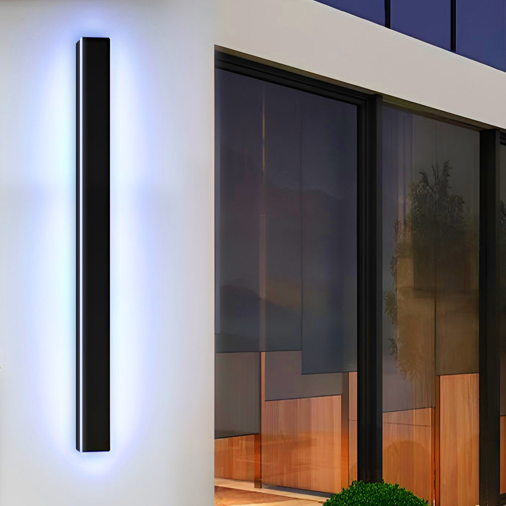 Modern Black Long Strip LED RGB Outdoor Wall Light Waterproof IP65 Exterior Garden Sconce