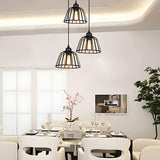 Modern Black Metal Cage Chandelier Industrial Style LED Pendant Lighting for Kitchen and Foyer
