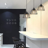 Modern Black Metal Cage Chandelier Industrial Style LED Pendant Lighting for Kitchen and Foyer