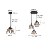 Modern Black Metal Cage Chandelier Industrial Style LED Pendant Lighting for Kitchen and Foyer