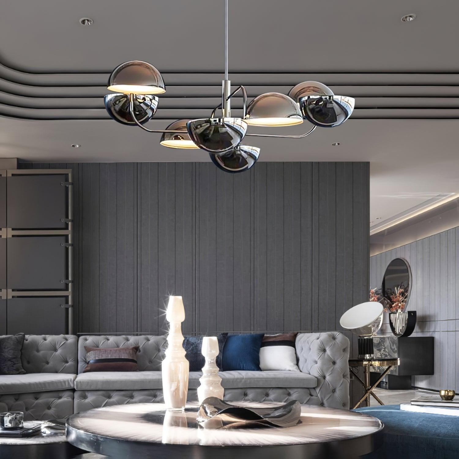 Modern Black Metal Penta Electrolier Chandelier for Contemporary Interior Lighting