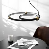 Modern Black Metal Ring LED Chandelier Circular Art Pendant Lighting Fixture