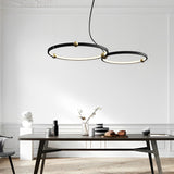 Modern Black Metal Ring LED Chandelier Circular Art Pendant Lighting Fixture