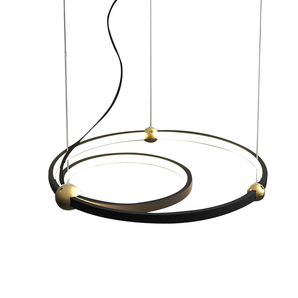 Modern Black Metal Ring LED Chandelier Circular Art Pendant Lighting Fixture