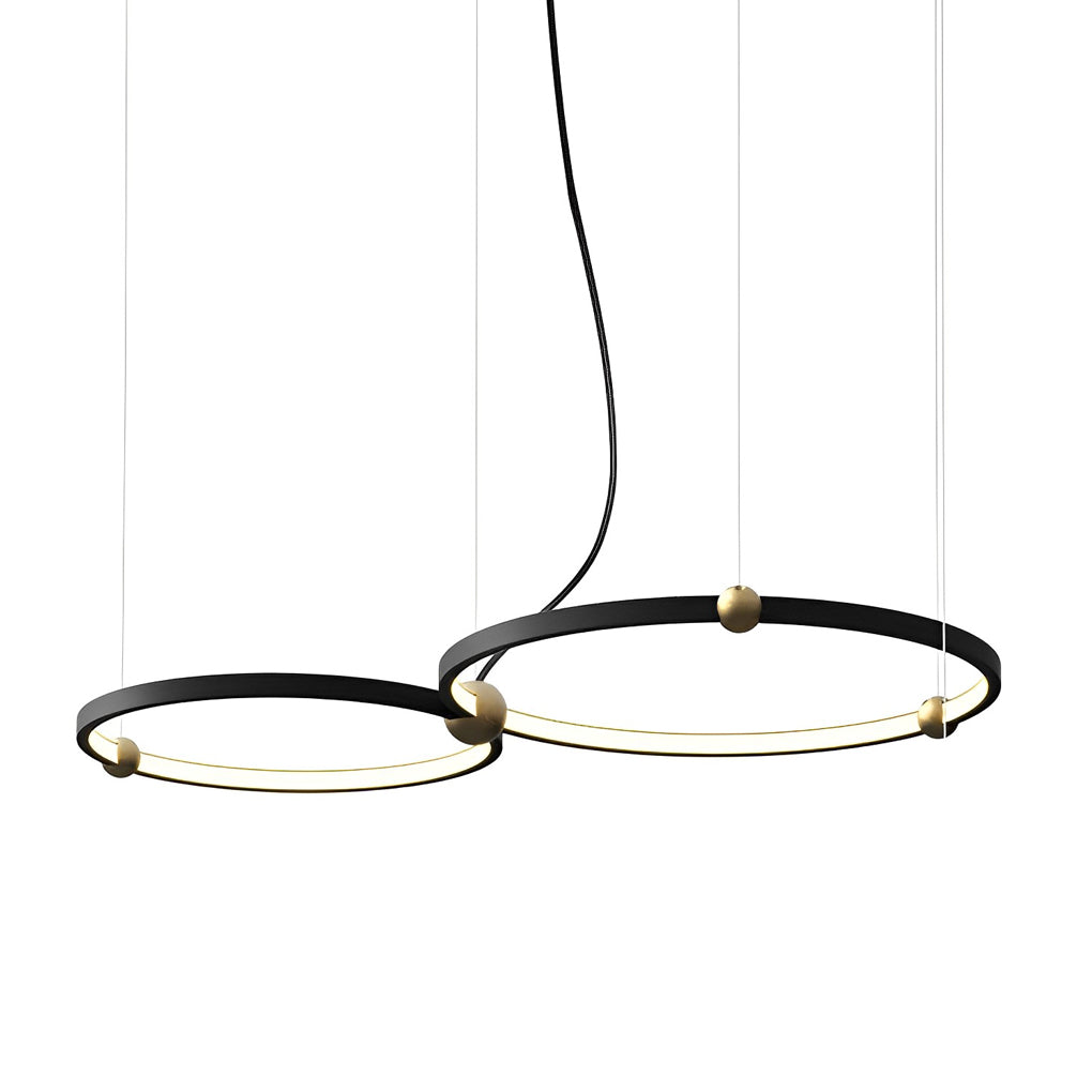 Modern Black Metal Ring LED Chandelier Circular Art Pendant Lighting Fixture