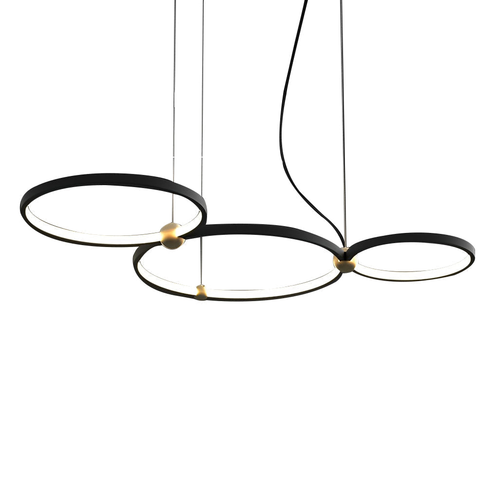 Modern Black Metal Ring LED Chandelier Circular Art Pendant Lighting Fixture