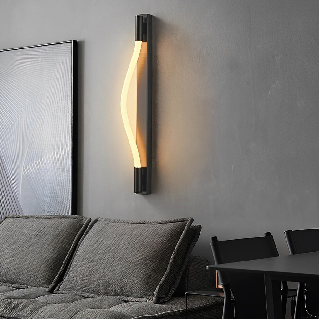 Modern Black Minimalist Flexible LED Wall Light with Handwoven Rope Design for Artistic Interior Decor