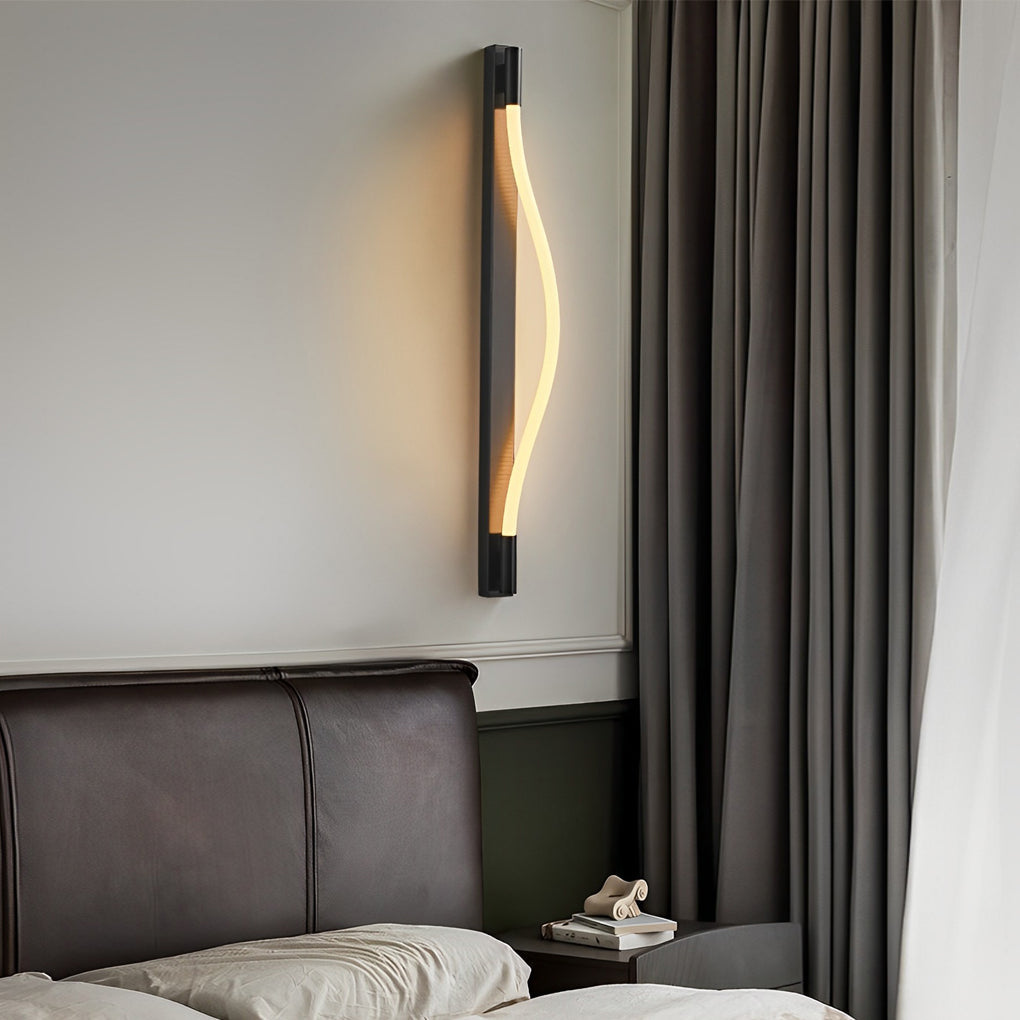 Modern Black Minimalist Flexible LED Wall Light with Handwoven Rope Design for Artistic Interior Decor