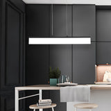 Modern Black Minimalist Linear LED Chandelier Dimmable Strip Pendant Lighting for Dining Room