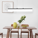 Modern Black Minimalist Linear LED Chandelier Dimmable Strip Pendant Lighting for Dining Room
