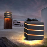 Modern Black Minimalist Square LED Outdoor Post Light IP65 Waterproof Exterior Fence Lamp