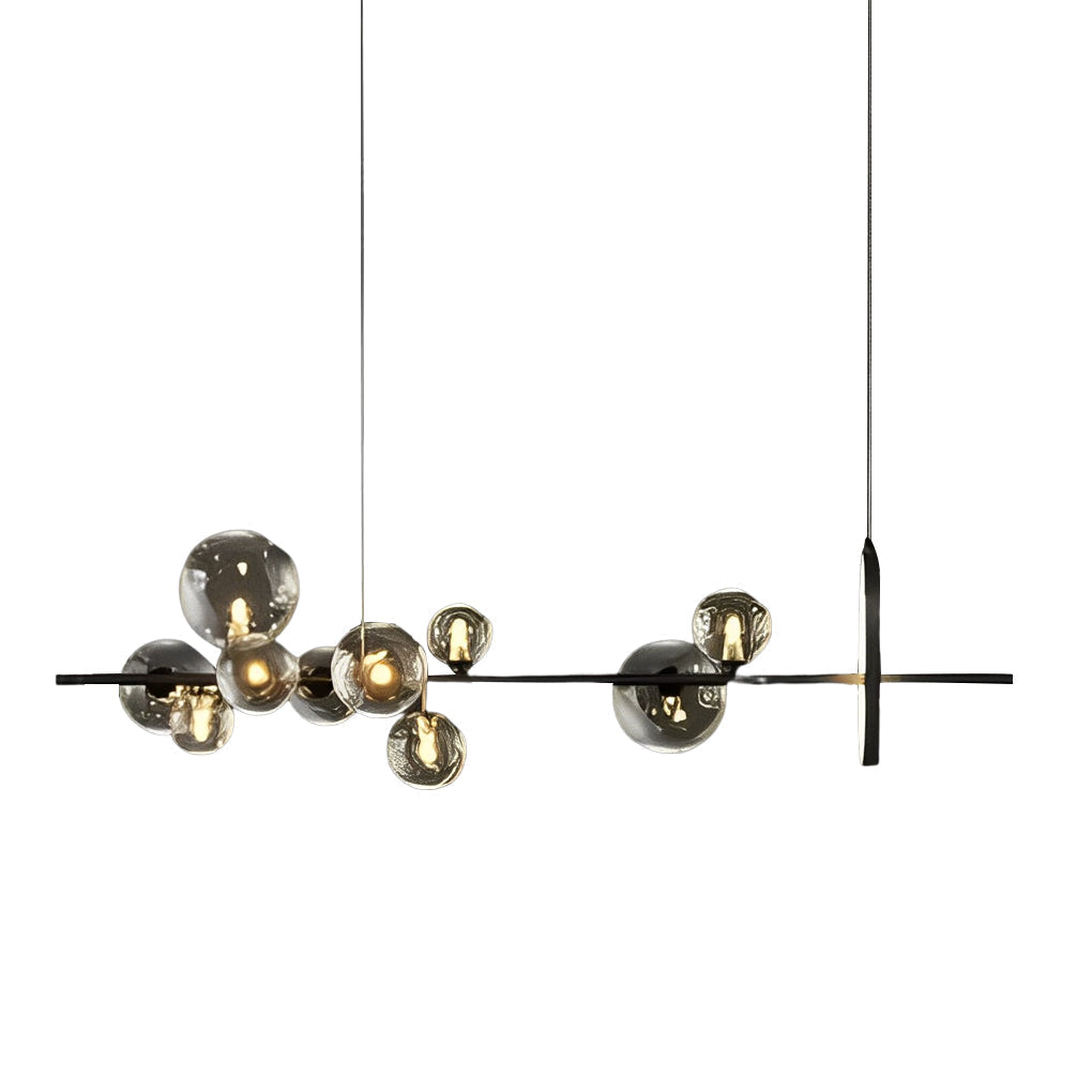 Modern Black Nordic LED Chandelier with Circular Glass Bubbles for Dining Room Lighting